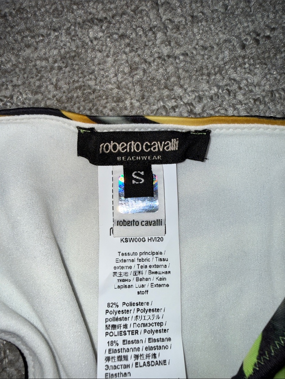 Brand new Roberto Cavalli Neon Green & Yellow Zebra-Print One-Piece Swimsuit - Picture 4 of 4